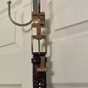 NWOT BIG & TALL Dockers Braided Brown Leather Strap Belt 54” Waist